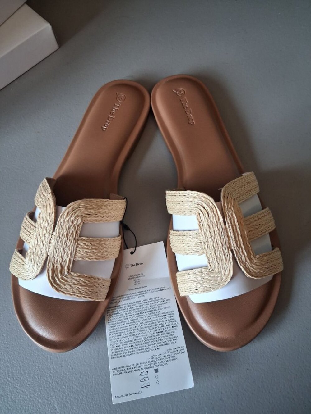 The Drop Monika Natural Raffia Slide Sandals Size 12 NWT Resort Summer